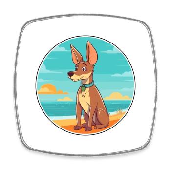 Lièvre indien chien race Cartoon Kawaii Clipart chien - Magnet carré - blanc - Devant
