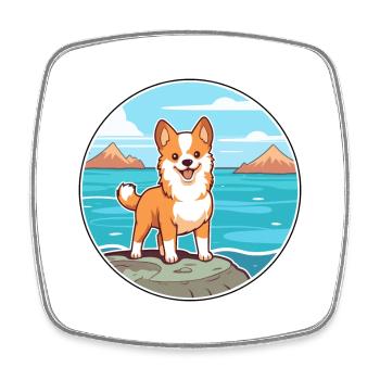 Hokkaido Dog Breed Cartoon Kawaii Clipart Dog Pet - Square fridge magnet - white - Front