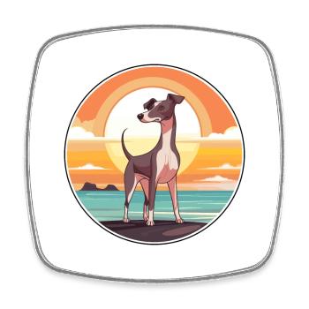 Italian Greyhound Dog Breed Cartoon Kawaii Clipart - Square fridge magnet - white - Front