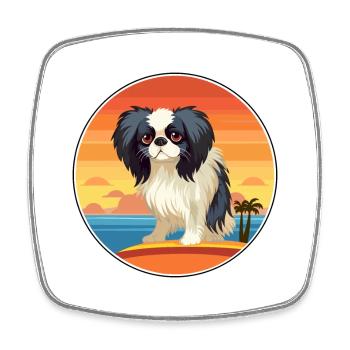 Japanese Chin Dog Breed Cartoon Kawaii Clipart Dog - Square fridge magnet - white - Front