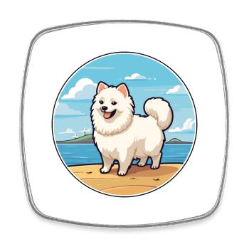 Spitz japonais chien race Cartoon Kawaii Clipart - Magnet carré - blanc - Devant