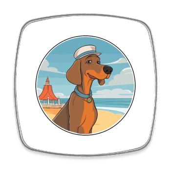 Hanover Hound Dog Breed Cartoon Kawaii Clipart Dog - Square fridge magnet - white - Front