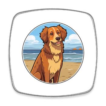 Hovawart chien race dessin animé Kawaii Clipart chien animal de compagnie - Magnet carré - blanc - Devant