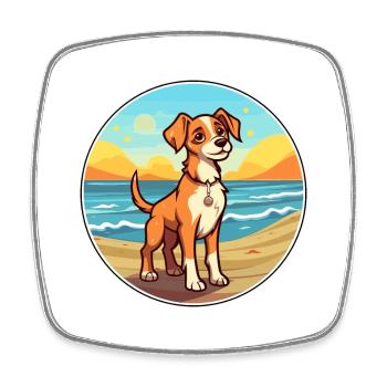 Hygenhund chien race dessin animé Kawaii Clipart chien animal de compagnie - Magnet carré - blanc - Devant