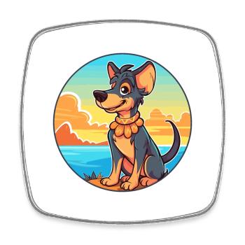 Paria indien chien race dessin animé Kawaii Clipart chien - Magnet carré - blanc - Devant