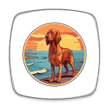 Irischer Setter Hund Rasse Cartoon Kawaii Clipart Hund - Viereckiger Kühlschrankmagnet - Weiß - Vorne