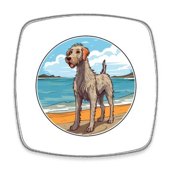 Irish Wolfhound chien race Cartoon Kawaii Clipart - Magnet carré - blanc - Devant