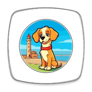 Italian Volpino Dog Breed Cartoon Kawaii Clipart - Square fridge magnet - white - Front