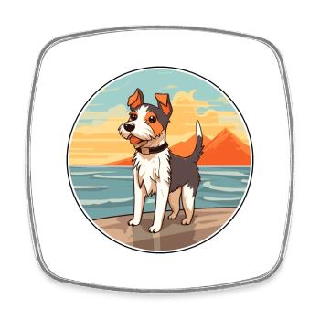 Terrier japonais chien race Cartoon Kawaii Clipart - Magnet carré - blanc - Devant
