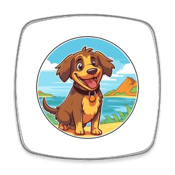 Kai Ken Dog Breed Cartoon Kawaii Clipart Dog Pet - Square fridge magnet - white - Front