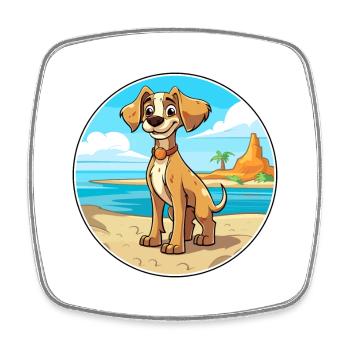 Kombai Dog Breed Cartoon Kawaii Clipart Watercolor - Square fridge magnet - white - Front