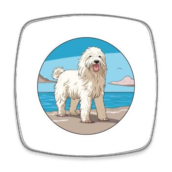 Komondor chien race dessin animé kawaii clipart chien animal de compagnie - Magnet carré - blanc - Devant