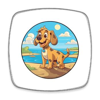 Lapinporokoira Dog Breed Cartoon Kawaii Clipart - Square fridge magnet - white - Front