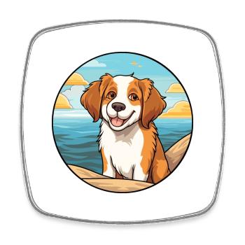 Kooikerhondje Dog Breed Cartoon Kawaii Clipart Dog - Square fridge magnet - white - Front