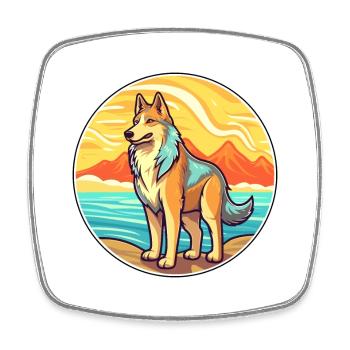Kunming Wolfhund Hund Rasse Cartoon Kawaii Clipart - Viereckiger Kühlschrankmagnet - Weiß - Vorne