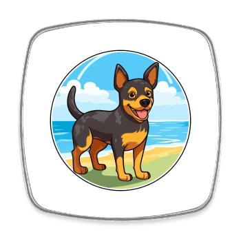 Lancashire Heeler Hund Rasse Cartoon Kawaii Clipart - Viereckiger Kühlschrankmagnet - Weiß - Vorne