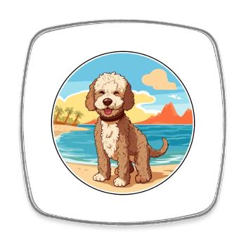 Lagotto Romagnolo chien race Cartoon Kawaii Clipart - Magnet carré - blanc - Devant