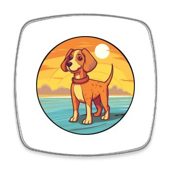 Laufhund Hund Rasse Cartoon Kawaii Clipart Hund Haustier - Viereckiger Kühlschrankmagnet - Weiß - Vorne