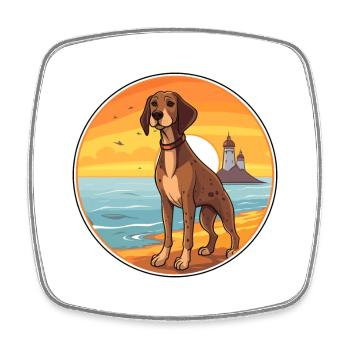 Litauischer Hund Rasse Cartoon Kawaii Clipart - Viereckiger Kühlschrankmagnet - Weiß - Vorne
