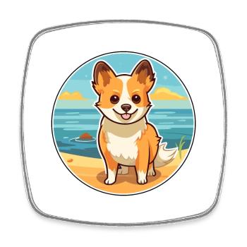 Lundehund chien race dessin animé kawaii clipart chien animal de compagnie - Magnet carré - blanc - Devant