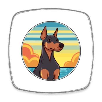 Manchester Terrier Dog Breed Cartoon Kawaii Dog - Square fridge magnet - white - Front