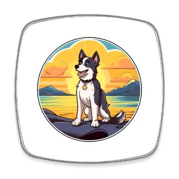 Karelo Finnische Laika-Hunderasse Cartoon Kawaii-Hund - Viereckiger Kühlschrankmagnet - Weiß - Vorne
