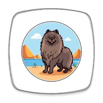 Keeshond Dog Breed Cartoon Kawaii Clipart Dog Pet - Square fridge magnet - white - Front