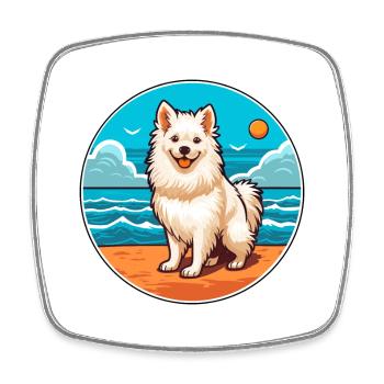Indian Spitz Dog Breed Cartoon Kawaii Clipart Dog - Square fridge magnet - white - Front