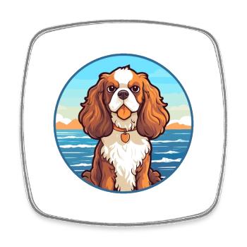 King Charles Dog Breed Cartoon Kawaii Clipart Dog - Square fridge magnet - white - Front