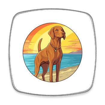 Ungarisch Vizsla Hund Rasse Cartoon Kawaii Clipart - Viereckiger Kühlschrankmagnet - Weiß - Vorne