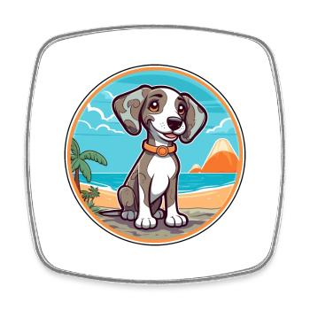 Koolie Dog Breed Cartoon Kawaii Clipart Watercolor - Square fridge magnet - white - Front