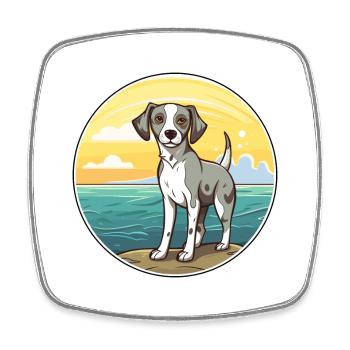 Kromfohrlander Dog Breed Cartoon Kawaii Clipart - Square fridge magnet - white - Front