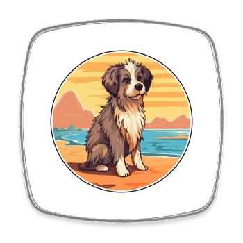 Kuchi Afghan Shepard race chien dessin animé Kawaii chien - Magnet carré - blanc - Devant