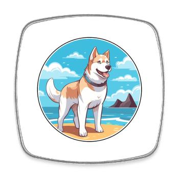 Labrador Husky Hund Rasse Cartoon Kawaii Clipart - Viereckiger Kühlschrankmagnet - Weiß - Vorne