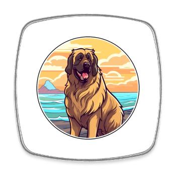 Leonberger Dog Breed Cartoon Kawaii Clipart Dog - Square fridge magnet - white - Front
