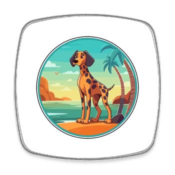 Leopard Hound Dog Breed Cartoon Kawaii Clipart Dog - Square fridge magnet - white - Front