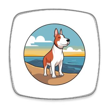 Miniatur Bullterrier Hunderasse Cartoon Kawaii - Viereckiger Kühlschrankmagnet - Weiß - Vorne