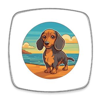 Miniatur Dackel Hund Rasse Cartoon Kawaii Hund - Viereckiger Kühlschrankmagnet - Weiß - Vorne