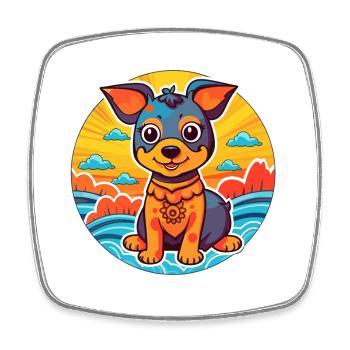 Ovtcharka de race de chien d’Asie centrale Cartoon Kawaii - Magnet carré - blanc - Devant