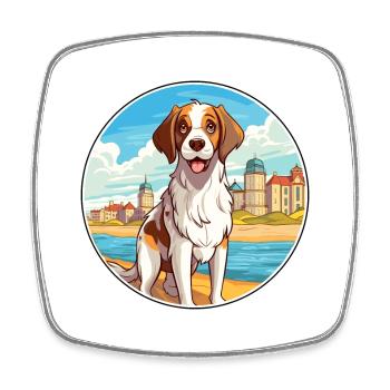 Moskau Wachhund Hund Rasse Cartoon Kawaii Clipart - Viereckiger Kühlschrankmagnet - Weiß - Vorne