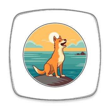 Neuguinea Singender Hund Rasse Cartoon Kawaii Hund - Viereckiger Kühlschrankmagnet - Weiß - Vorne