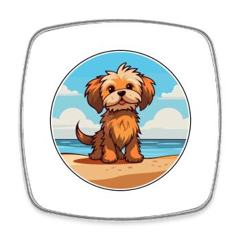 Lowchen Little Lion Dog Race Cartoon Kawaii Dog - Magnet carré - blanc - Devant