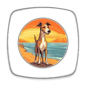 Lurcher Hund Rasse Cartoon Kawaii Clipart Hund Haustier - Viereckiger Kühlschrankmagnet - Weiß - Vorne