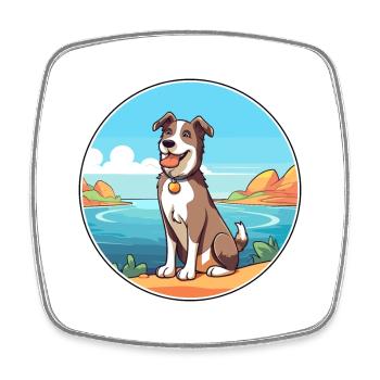 Majorca Shepherd Dog Breed Cartoon Kawaii Clipart - Square fridge magnet - white - Front