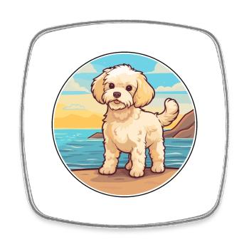 Maltipoo Hund Rasse Cartoon Kawaii Clipart Hund Haustier - Viereckiger Kühlschrankmagnet - Weiß - Vorne