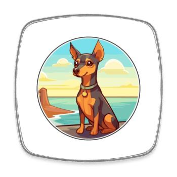 Pinscher miniature chien race dessin animé Kawaii chien - Magnet carré - blanc - Devant