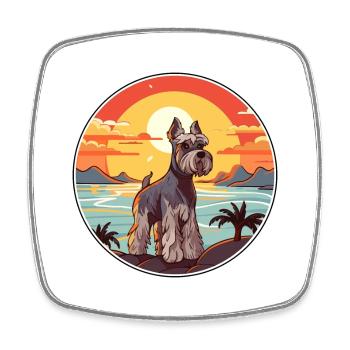 Miniature Schnauzer chien race Cartoon Kawaii chien - Magnet carré - blanc - Devant