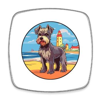 Mittelschnauze Hund Rasse Cartoon Kawaii Clipart - Viereckiger Kühlschrankmagnet - Weiß - Vorne