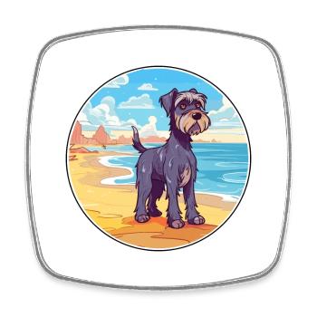 Mittelschnauzer Hund Rasse Cartoon Kawaii Clipart - Viereckiger Kühlschrankmagnet - Weiß - Vorne