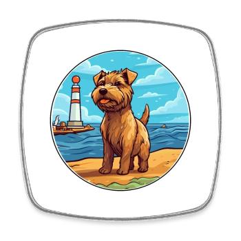 Norfolk Terrier Hund Rasse Cartoon Kawaii Clipart - Viereckiger Kühlschrankmagnet - Weiß - Vorne